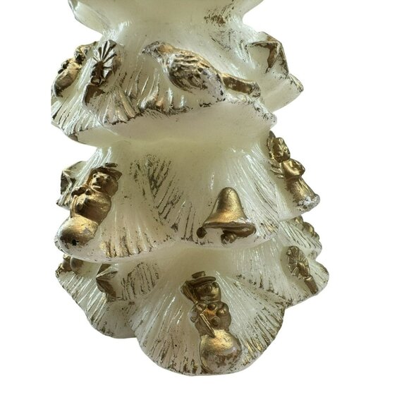 Vintage White 9" Christmas Tree Gold Painted Ornaments Never Burned Collectible - Picture 5 of 7